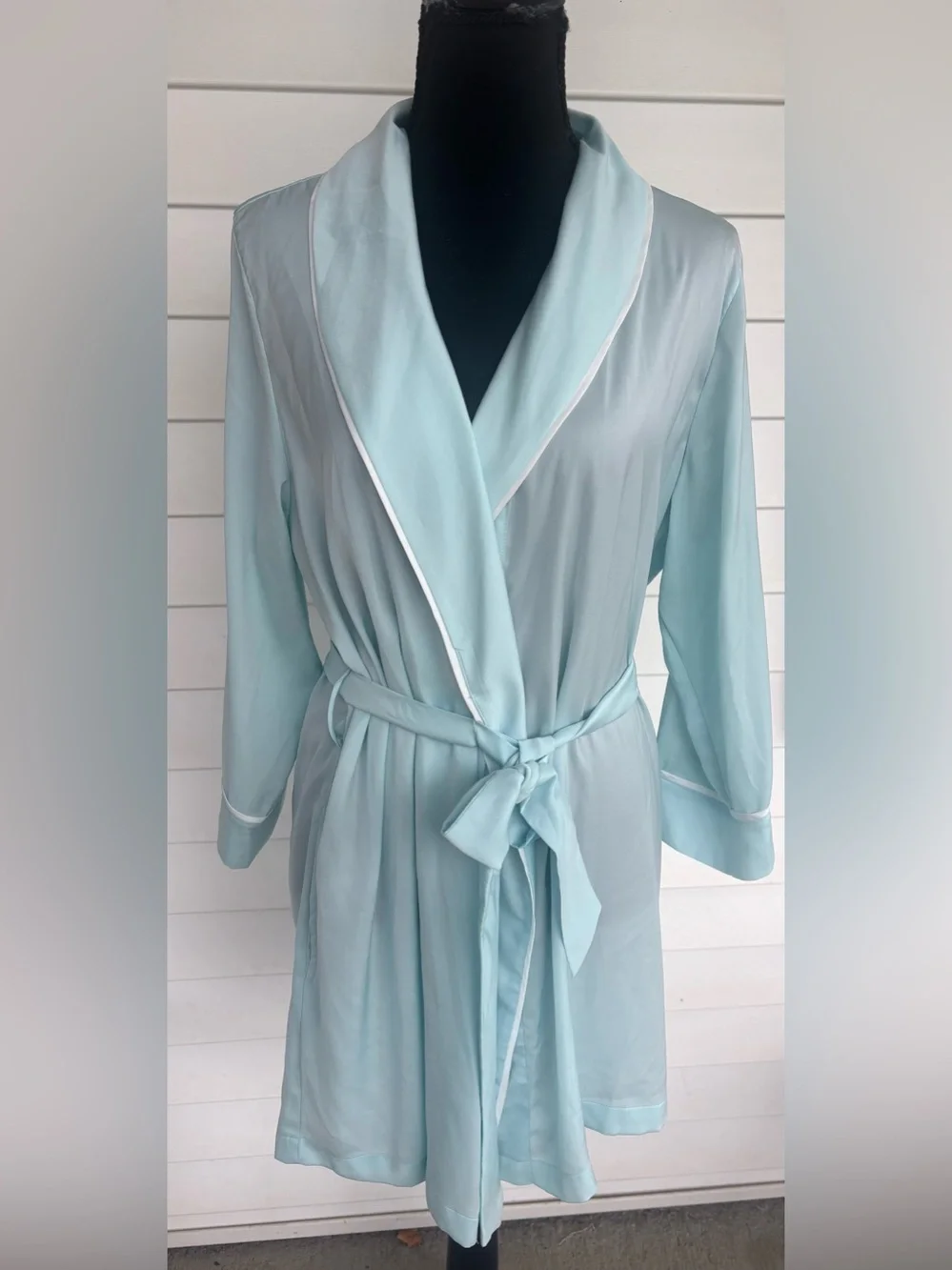 kate spade Light blue Satin 'Happily Ever After' Robe bridal wedding medium